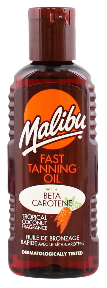 Malibu Sun Fast Tanning Oil – Tan Accelerator with Beta Carotene & Vitamin E, Water-Resistant, Cruelty-Free, 3.4 Fl Oz - görsel 1