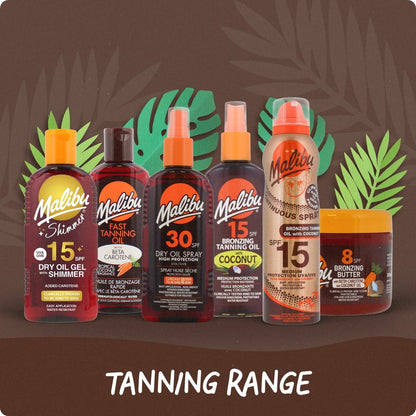 Malibu Sun Fast Tanning Oil – Tan Accelerator with Beta Carotene & Vitamin E, Water-Resistant, Cruelty-Free, 3.4 Fl Oz