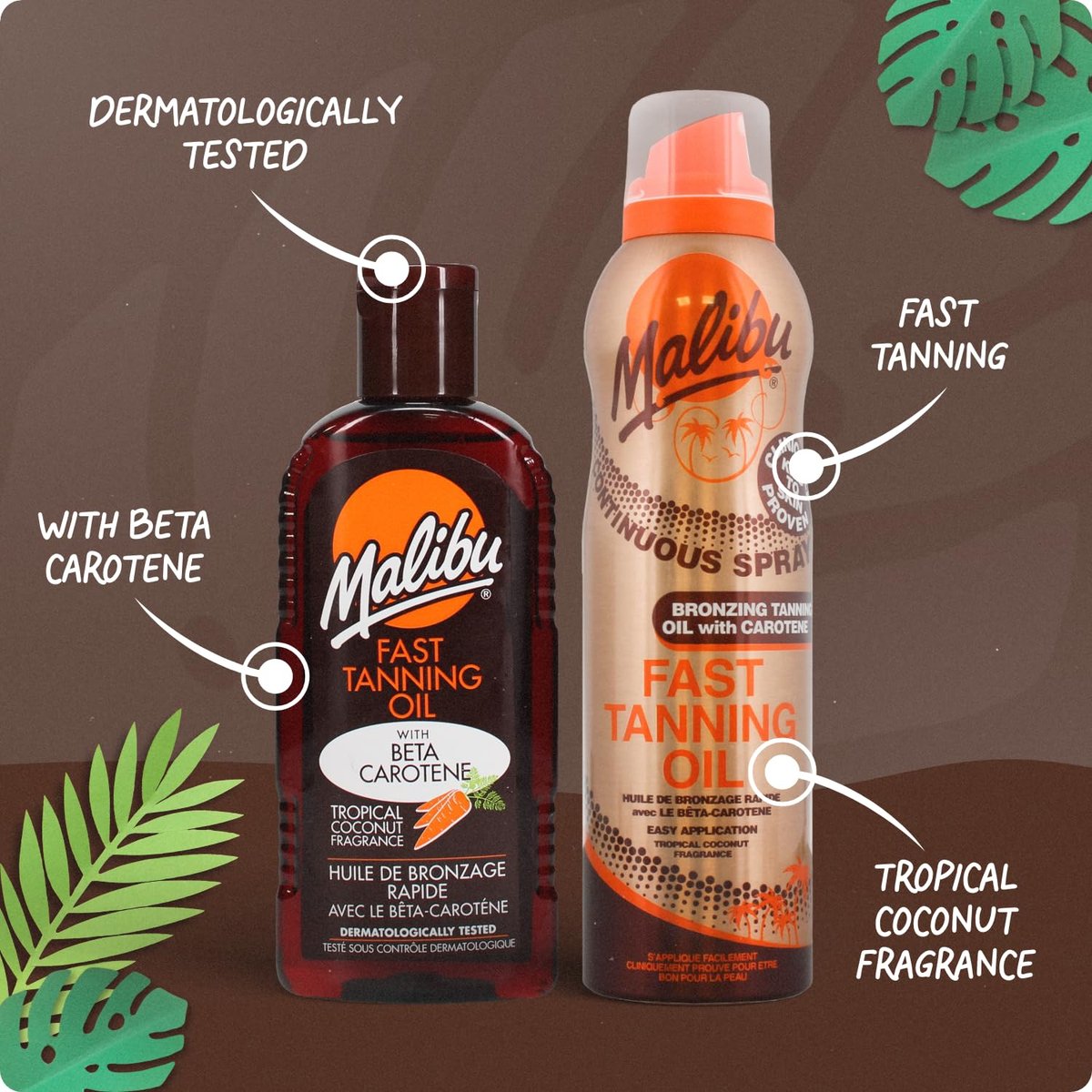 Malibu Sun Fast Tanning Oil – Tan Accelerator with Beta Carotene & Vitamin E, Water-Resistant, Cruelty-Free, 3.4 Fl Oz - görsel 3