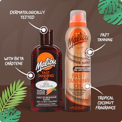 Malibu Sun Fast Tanning Oil – Tan Accelerator with Beta Carotene & Vitamin E, Water-Resistant, Cruelty-Free, 3.4 Fl Oz - görsel 4