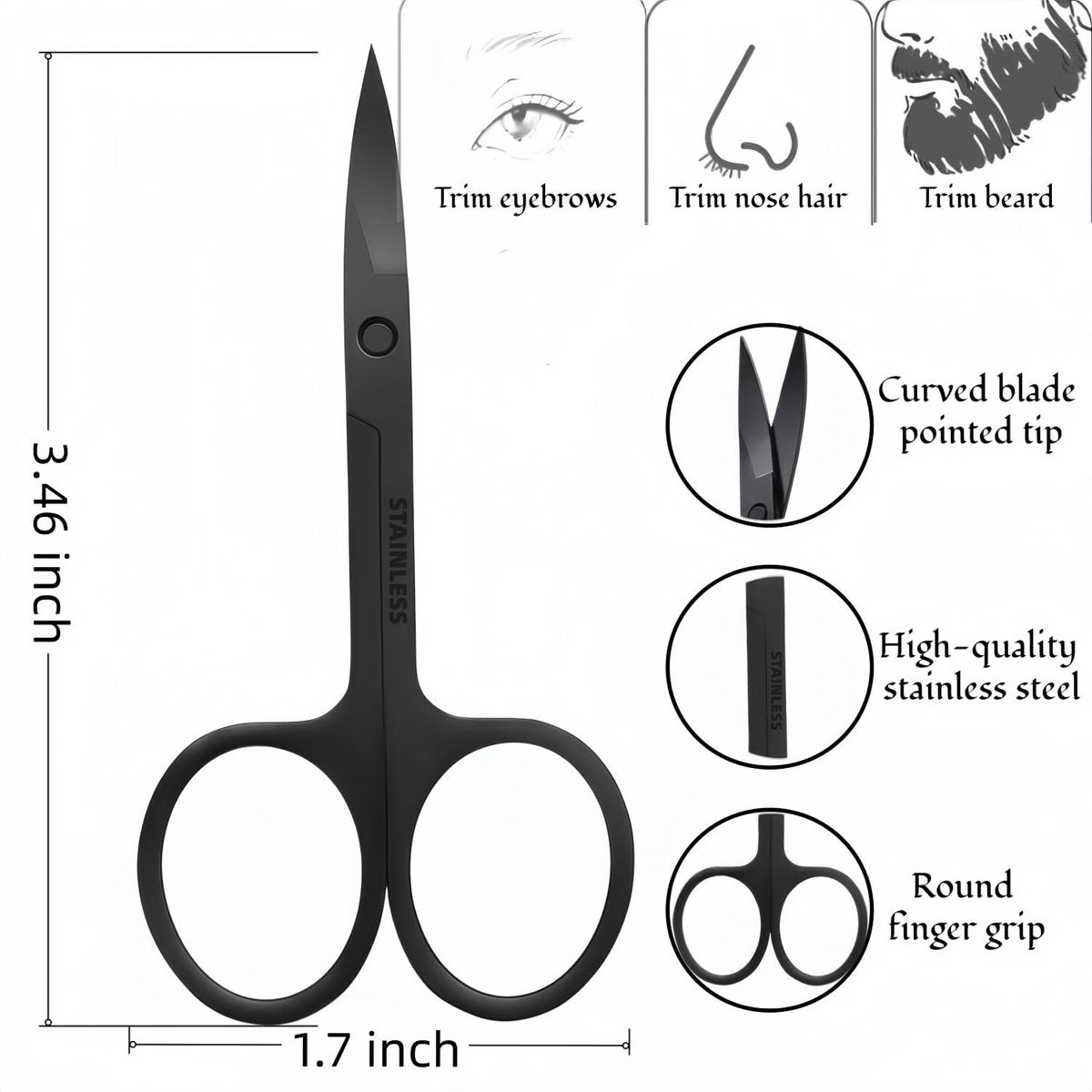 Megan Beard Shaping Tool 5-Piece Set - Professional Beard Shaper for Men with Straight Edge Razor, Template Guide, Double Edge Blades, Barber Pencil & Scissors Avelisse