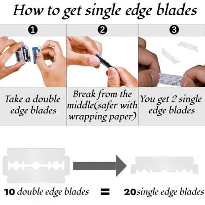 Megan Beard Shaping Tool 5-Piece Set - Professional Beard Shaper for Men with Straight Edge Razor, Template Guide, Double Edge Blades, Barber Pencil & Scissors Avelisse