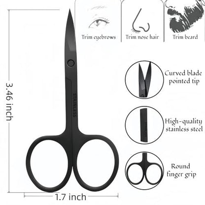 Megan Beard Shaping Tool 5-Piece Set - Professional Beard Shaper for Men with Straight Edge Razor, Template Guide, Double Edge Blades, Barber Pencil & Scissors Avelisse