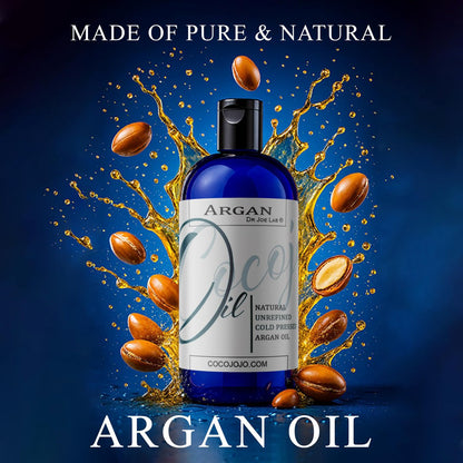 Dr Joe Lab Pure Natural Moroccan Argan Oil - 8 oz Cold Pressed Unrefined Extra Virgin - Moisturizing, Hydrating, and Nourishing for Hair, Skin, Body, Nails, and Beard