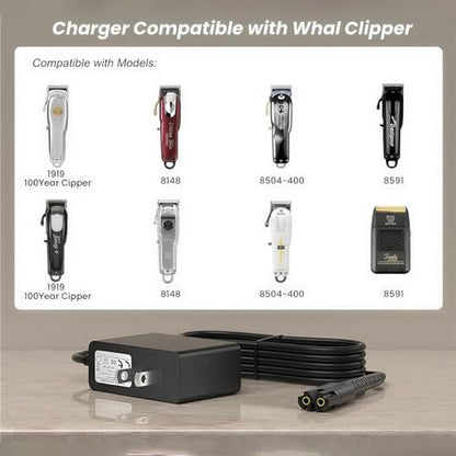 BENSN 4V Clipper Charger Cord Compatible with Wahl Magic Clipper Cordless 8164, 8591, 8148, 8504, 5-Star Trimmer, 1919 100 Year Hair Clipper - 5FT Black Avelisse