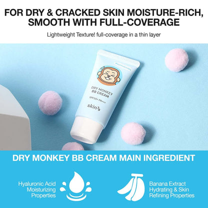 SKIN79 Animal BB Cream Dry Monkey - SPF 50+ PA+++ Moisturizing & Brightening BB Cream for Dry Skin