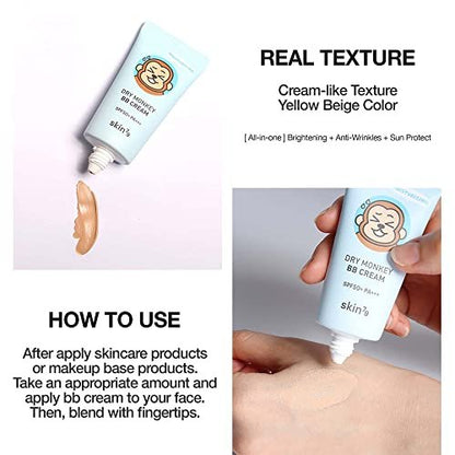 SKIN79 Animal BB Cream Dry Monkey - SPF 50+ PA+++ Moisturizing & Brightening BB Cream for Dry Skin