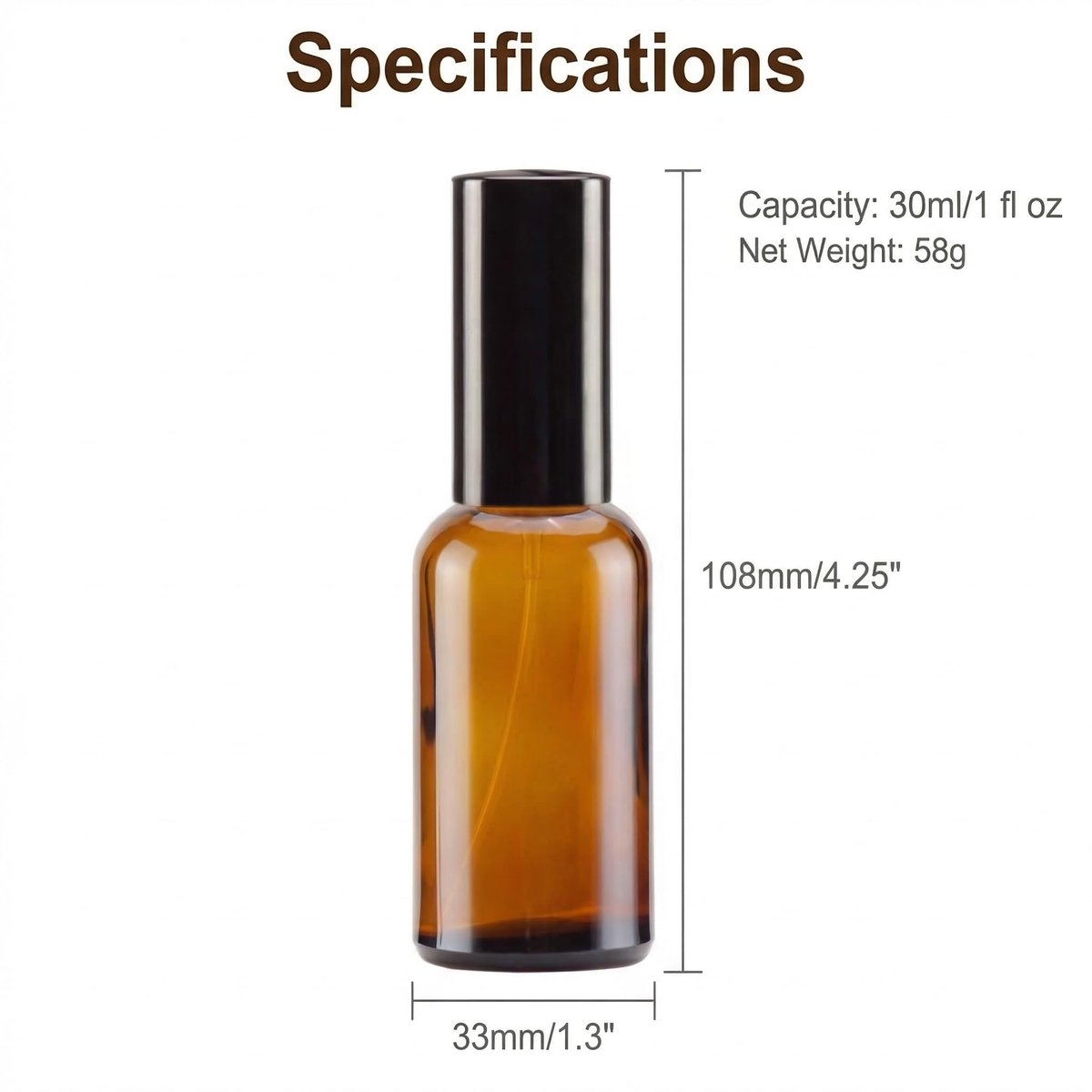Ericotry 1oz (30ml) Refillable Amber Glass Spray Bottles - Pack of 3 Fine Mist Sprayers for Aromatherapy, Perfume, and Essential Oils - görsel 3