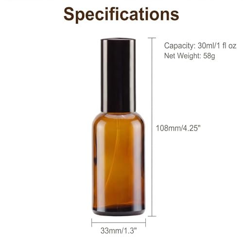 Ericotry 1oz (30ml) Refillable Amber Glass Spray Bottles - Pack of 3 Fine Mist Sprayers for Aromatherapy, Perfume, and Essential Oils - görsel 4