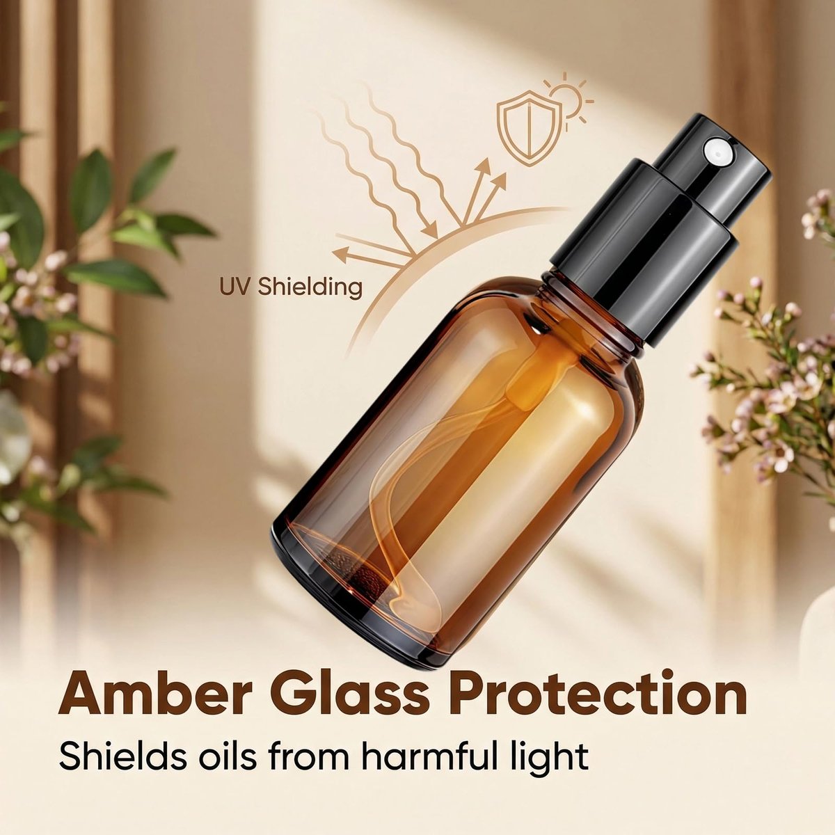 Ericotry 1oz (30ml) Refillable Amber Glass Spray Bottles - Pack of 3 Fine Mist Sprayers for Aromatherapy, Perfume, and Essential Oils - görsel 9
