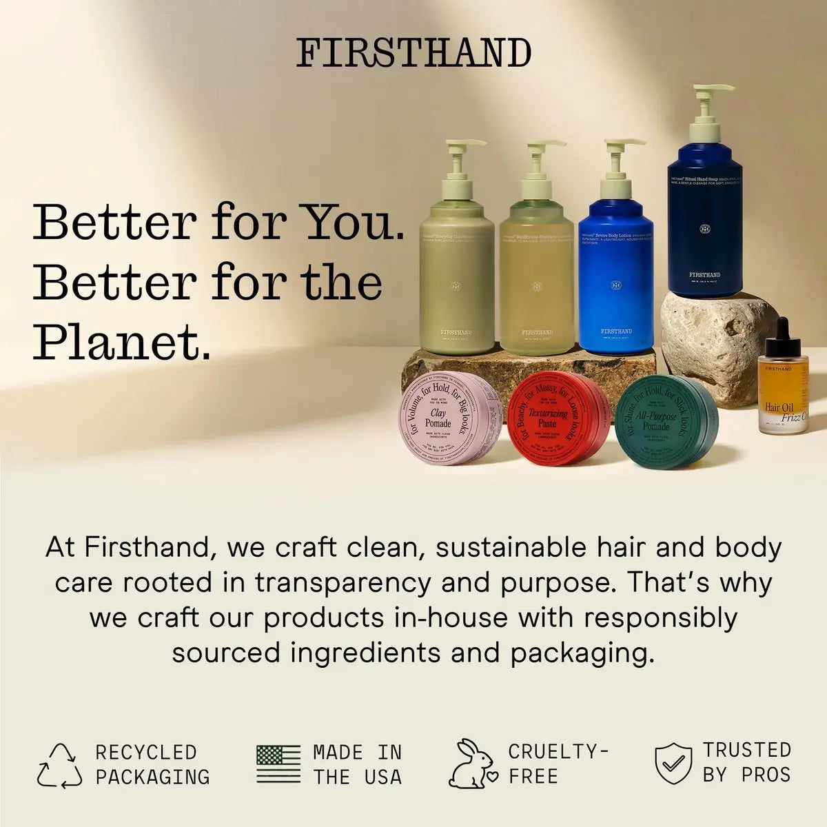 Firsthand Supply All-Purpose Hair Pomade – Flexible Firm Hold, Low Shine, Organic Water Based Pomade with Aloe & Shea Butter for All Hair Types (3 oz) Avelisse