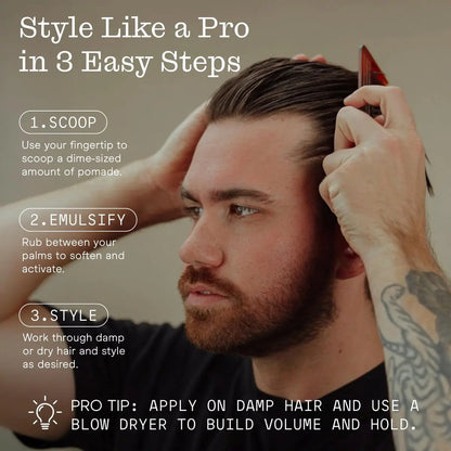 Firsthand Supply All-Purpose Hair Pomade – Flexible Firm Hold, Low Shine, Organic Water Based Pomade with Aloe & Shea Butter for All Hair Types (3 oz) Avelisse