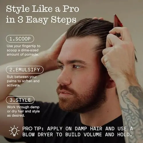 Firsthand Supply All-Purpose Hair Pomade – Flexible Firm Hold, Low Shine, Organic Water Based Pomade with Aloe & Shea Butter for All Hair Types (3 oz) Avelisse