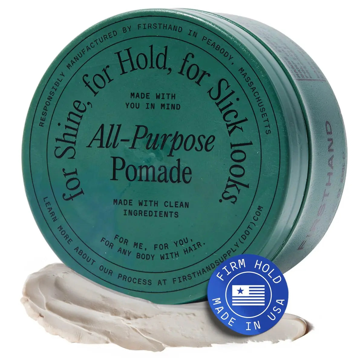Firsthand Supply All-Purpose Hair Pomade – Flexible Firm Hold, Low Shine, Organic Water Based Pomade with Aloe & Shea Butter for All Hair Types (3 oz) Avelisse