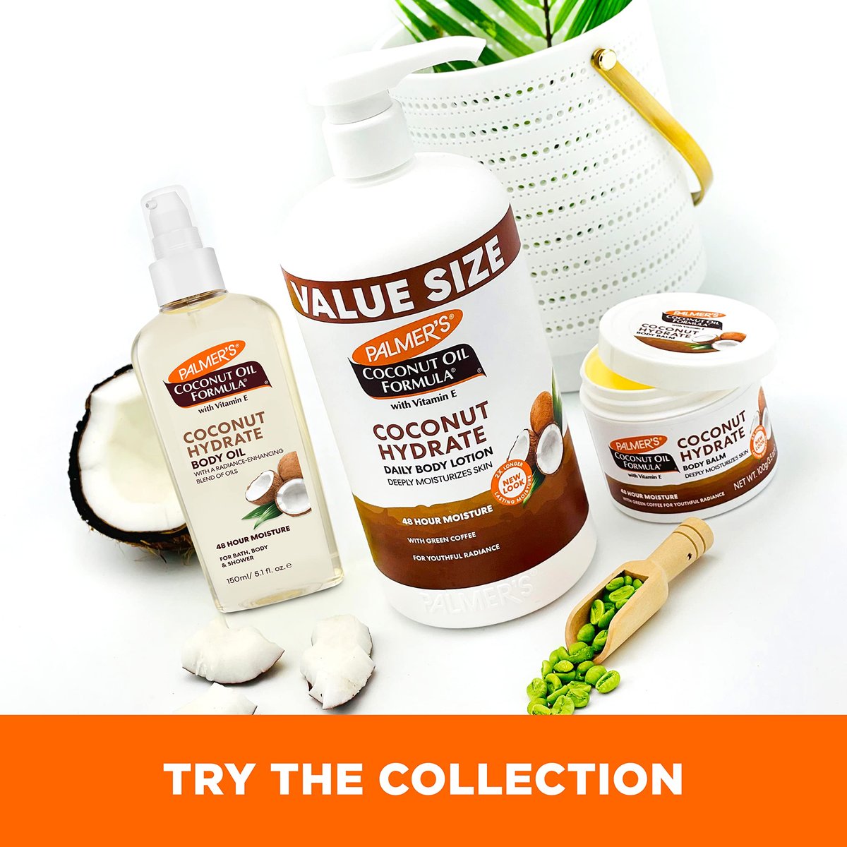 Palmer's Coconut Oil Formula Body Lotion for Dry Skin, Hand & Body Moisturizer with Green Coffee Extract & Vitamin E, Value Size Pump Bottle, 33.8 Fl Oz Avelisse