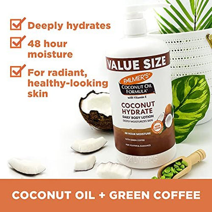 Palmer's Coconut Oil Formula Body Lotion for Dry Skin, Hand & Body Moisturizer with Green Coffee Extract & Vitamin E, Value Size Pump Bottle, 33.8 Fl Oz Avelisse