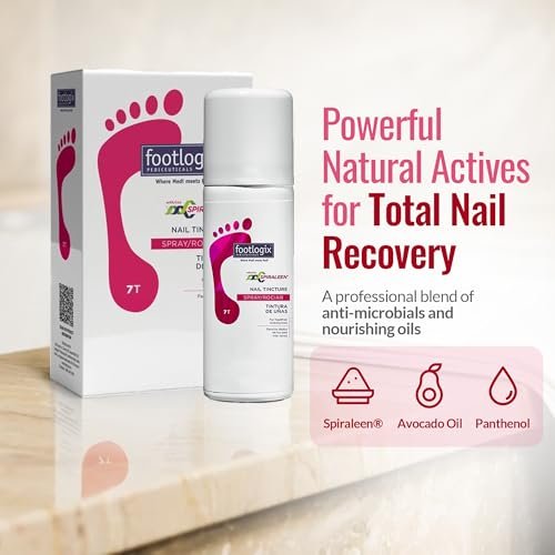 FOOTLOGIX Nail Tincture Spray with Spiraleen - 1.55 Fl Oz, Clear Nail Treatment Avelisse