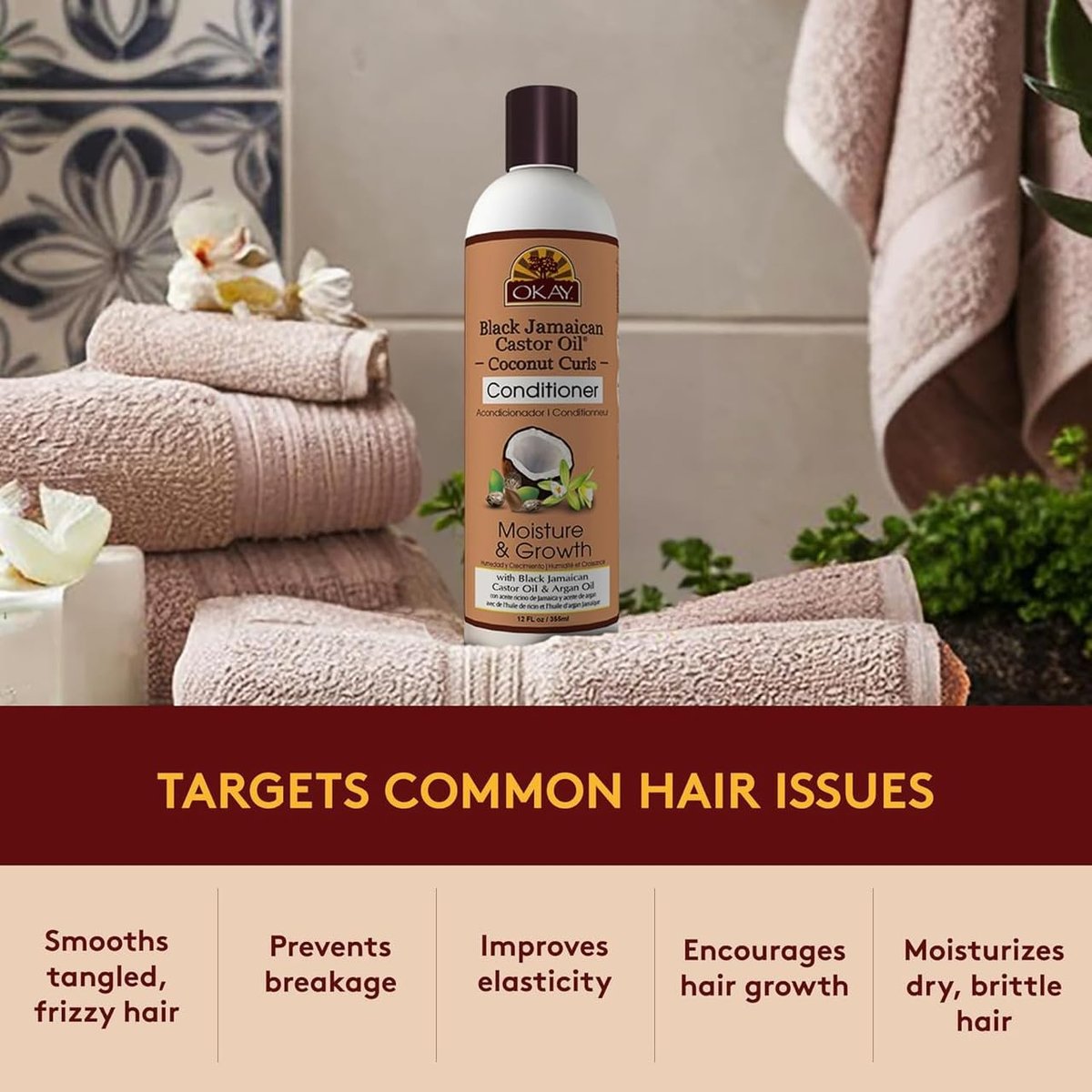 OKAY Black Jamaican Castor Oil & Coconut Curls Conditioner - 12 oz / 355 ml - görsel 7