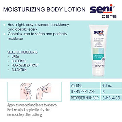 Seni Care Scented Hand and Body Moisturizer Lotion - 4 oz Tube (6-Pack) for Sensitive Skin