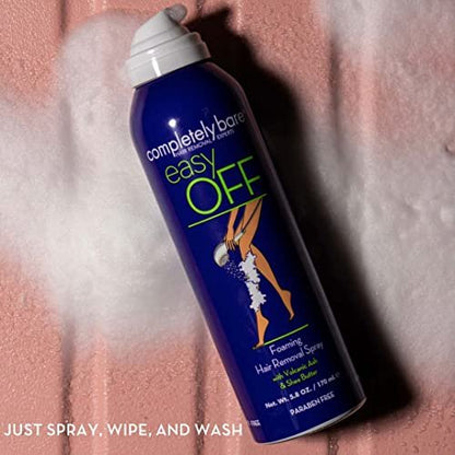 Completely Bare Easy Off Foaming Hair Removal Spray - Moisturizing Shea Butter & Aloe Vera, 6 Fl Oz