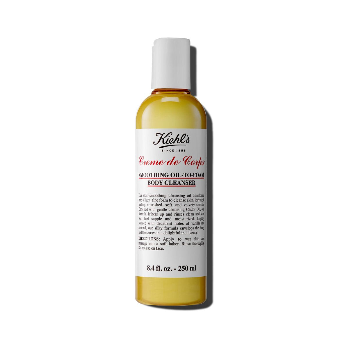 Kiehl's Creme de Corps Smoothing Oil-to-Foam Body Cleanser - Moisturizing Body Wash with Castor Oil & Grape Seed Oil, Vanilla & Almond Scent, 8.4 fl oz Avelisse