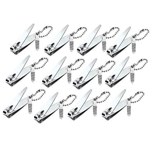 12 Pack Stainless Steel Nail Clippers for Fingernails - Swing Out Cleaner & File, Sharp, Easy Press Lever - Perfect Gift for Men & Women - görsel 2
