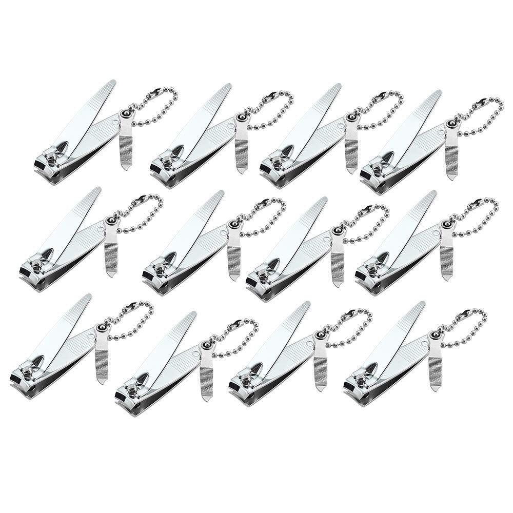 12 Pack Stainless Steel Nail Clippers for Fingernails - Swing Out Cleaner & File, Sharp, Easy Press Lever - Perfect Gift for Men & Women - görsel 1