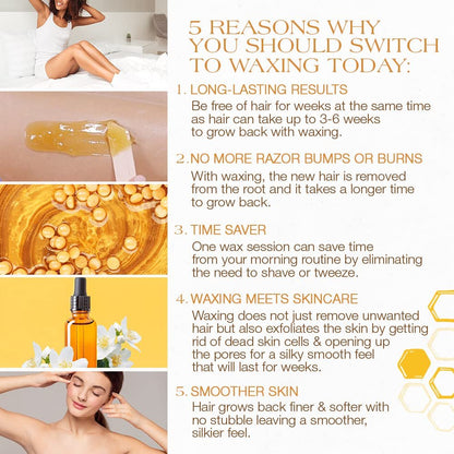 GiGi Golden Honee Hard Wax Beads – Stripless Hair Removal Wax for Face, Bikini, Legs & Body, All Purpose Waxing Beads for At-Home Waxing, 14 oz