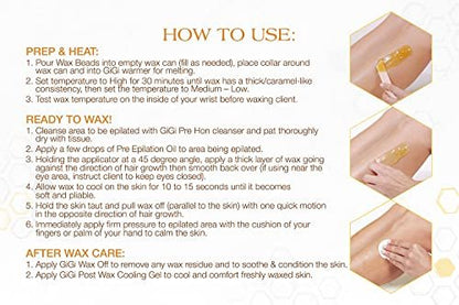GiGi Golden Honee Hard Wax Beads – Stripless Hair Removal Wax for Face, Bikini, Legs & Body, All Purpose Waxing Beads for At-Home Waxing, 14 oz
