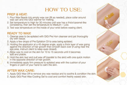 GiGi Golden Honee Hard Wax Beads – Stripless Hair Removal Wax for Face, Bikini, Legs & Body, All Purpose Waxing Beads for At-Home Waxing, 14 oz