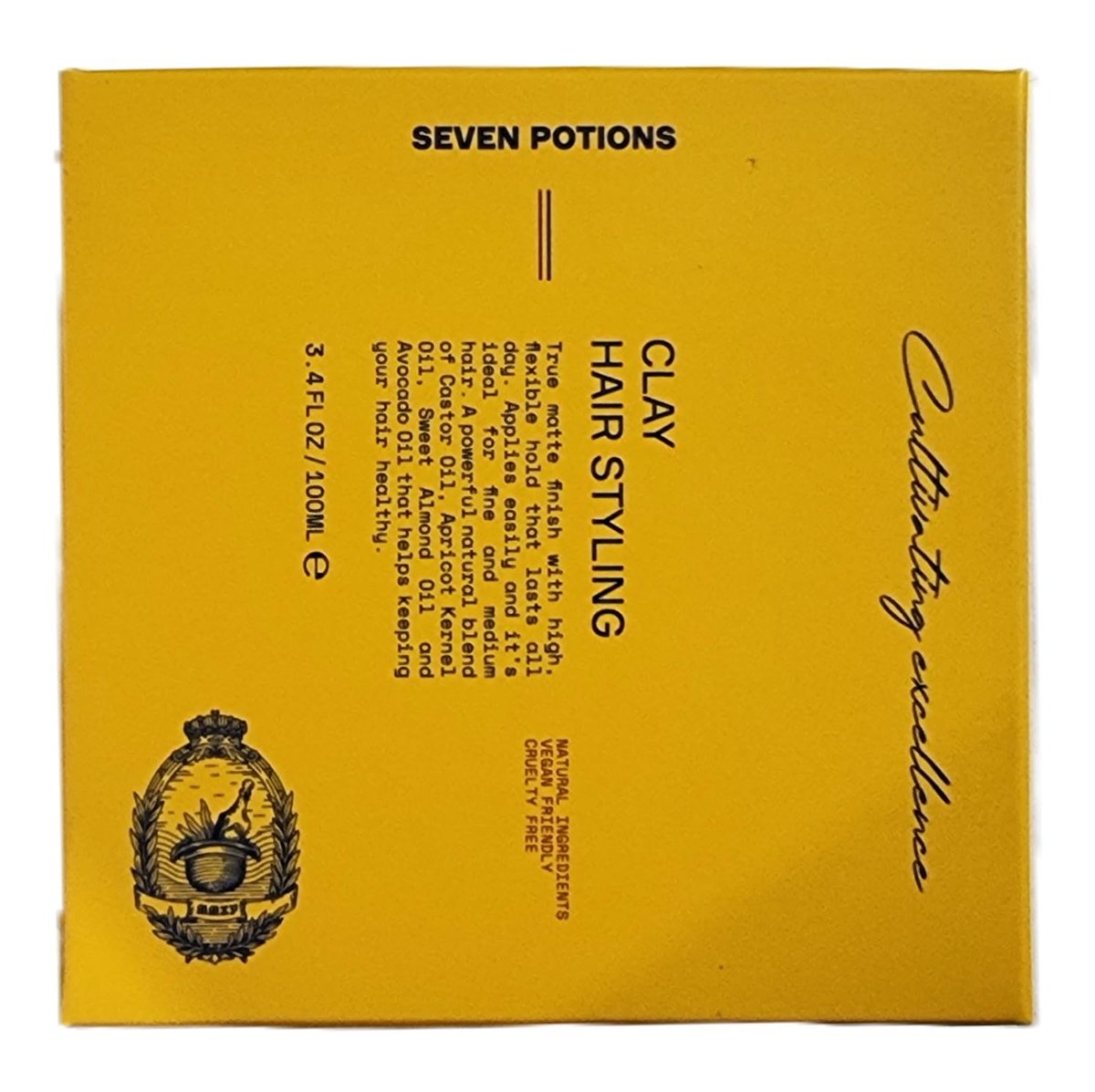 SEVEN POTIONS Hair Clay - High Hold No Shine Pomade for Men and Women - 3.4 fl oz Water Based Styling Product Avelisse