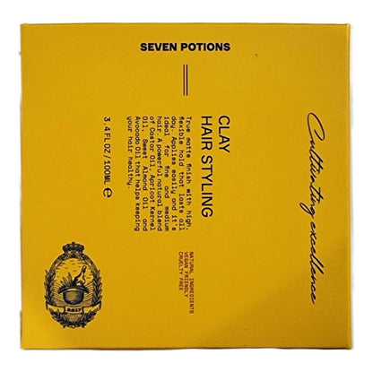 SEVEN POTIONS Hair Clay - High Hold No Shine Pomade for Men and Women - 3.4 fl oz Water Based Styling Product Avelisse
