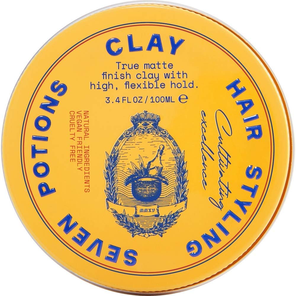 SEVEN POTIONS Hair Clay - High Hold No Shine Pomade for Men and Women - 3.4 fl oz Water Based Styling Product Avelisse