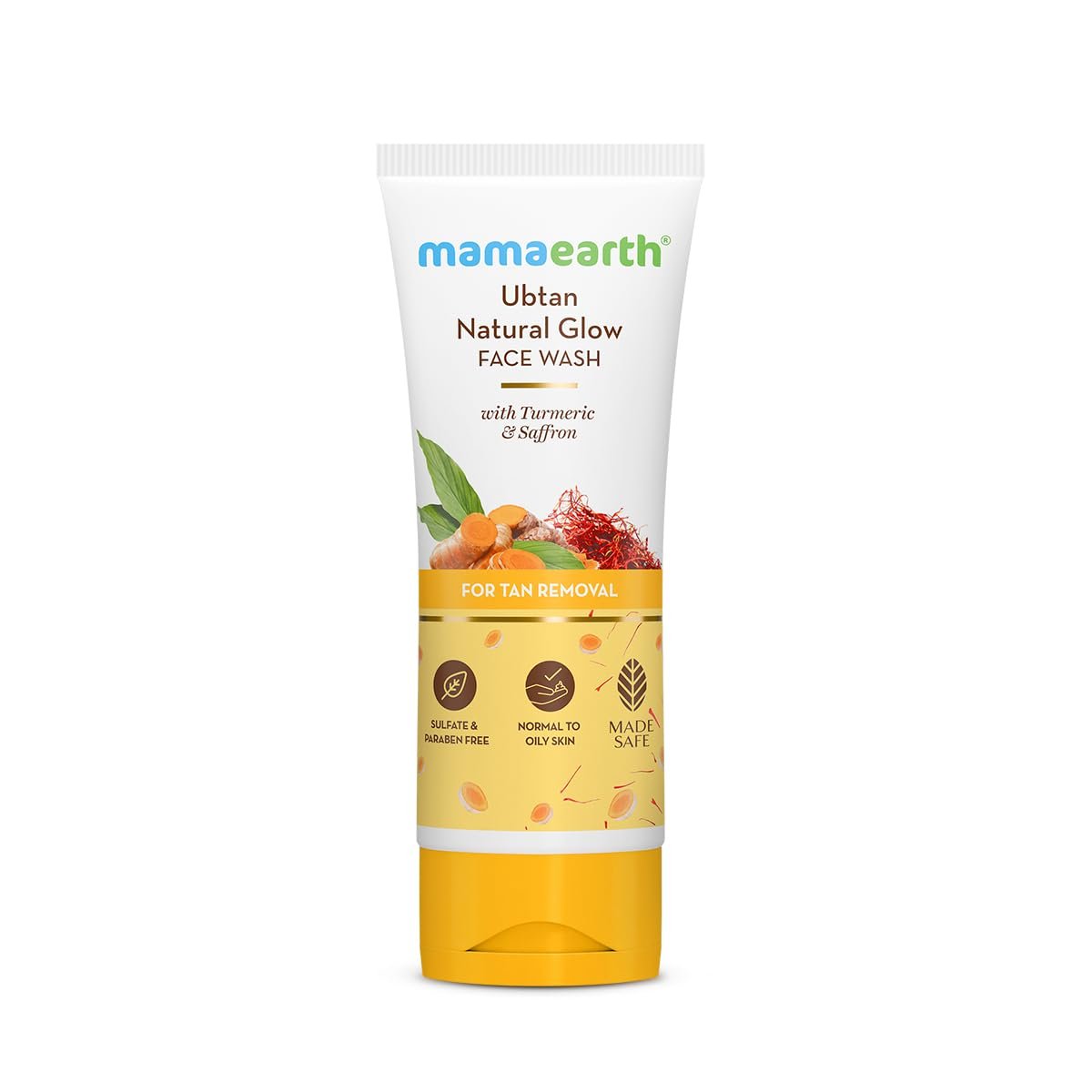 Mamaearth Ubtan De Tan Face Wash – Turmeric & Saffron for Tan Removal & Sun Damage Repair, 3.38 Fl Oz - görsel 1