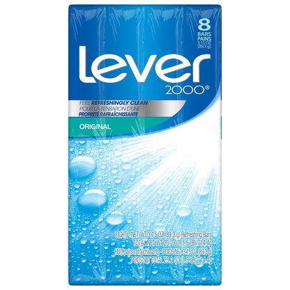 Lever 2000 Original Bar Soap, 3.15 oz Bars (Pack of 8) - Classic Clean & Moisturizing