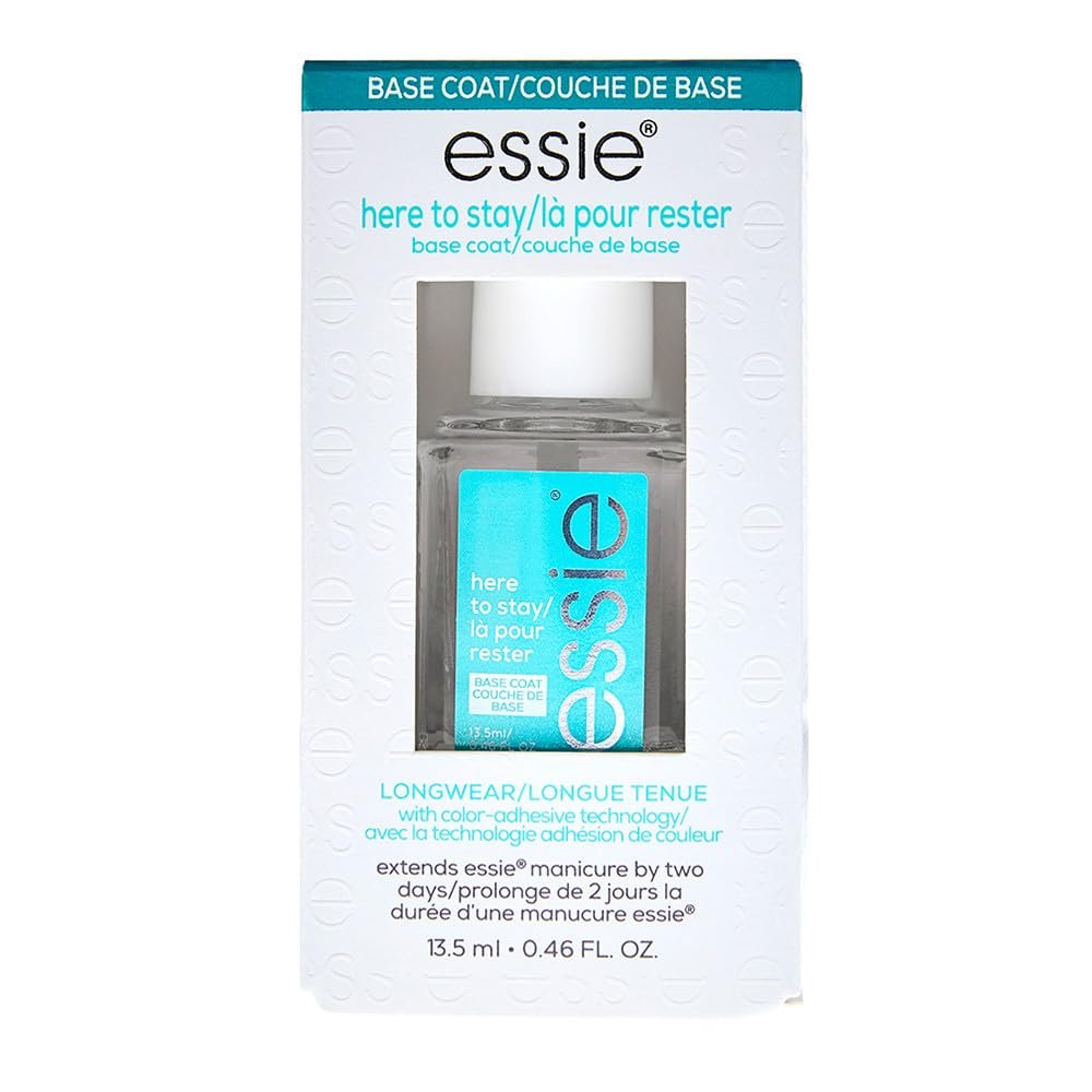 essie Here To Stay Clear Base Coat - Vegan Formula, Salon Quality Nail Care, 0.46 fl oz - görsel 2