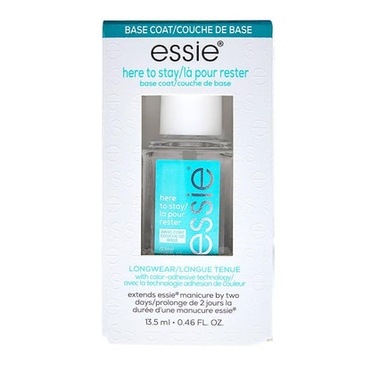 essie Here To Stay Clear Base Coat - Vegan Formula, Salon Quality Nail Care, 0.46 fl oz