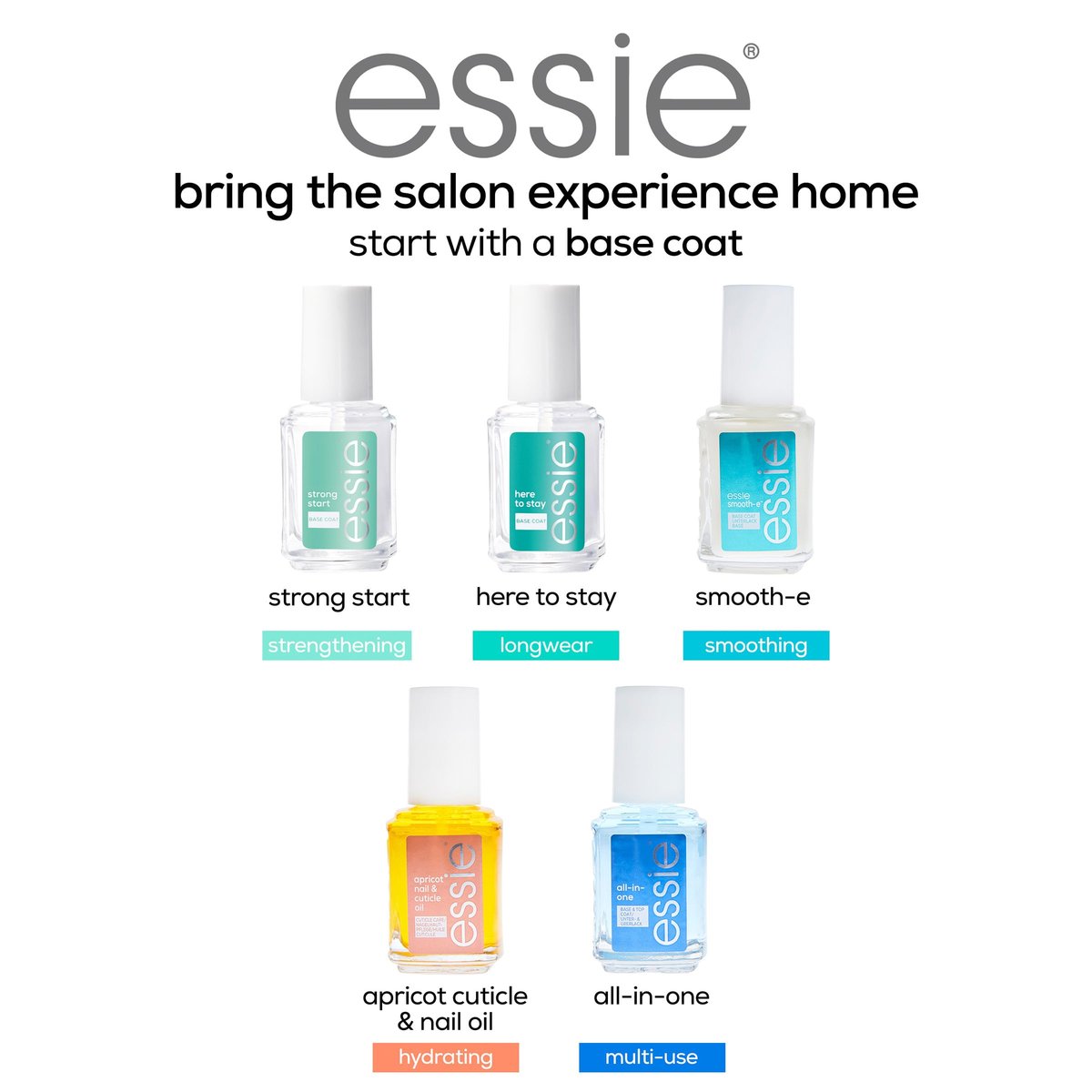 essie Here To Stay Clear Base Coat - Vegan Formula, Salon Quality Nail Care, 0.46 fl oz - görsel 10