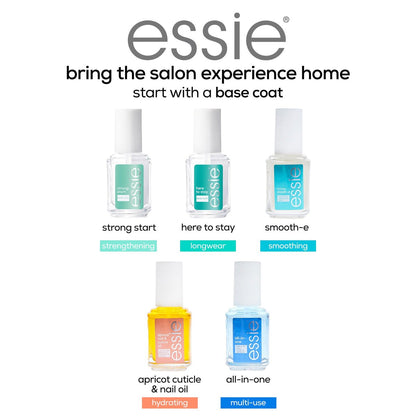 essie Here To Stay Clear Base Coat - Vegan Formula, Salon Quality Nail Care, 0.46 fl oz