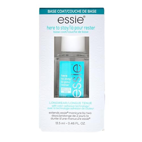 essie Here To Stay Clear Base Coat - Vegan Formula, Salon Quality Nail Care, 0.46 fl oz - görsel 1
