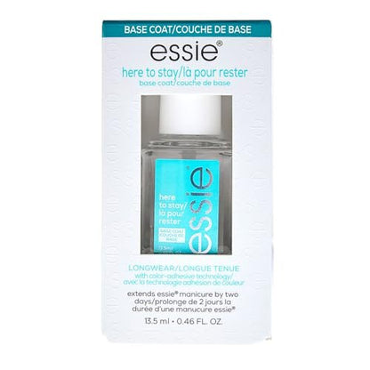 essie Here To Stay Clear Base Coat - Vegan Formula, Salon Quality Nail Care, 0.46 fl oz