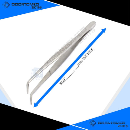 OdontoMed2011 Heavy Duty 6-Inch Stainless Steel Curved Tip Tweezers – Professional All-Purpose Forceps for Crafting, Repairing, and General Use