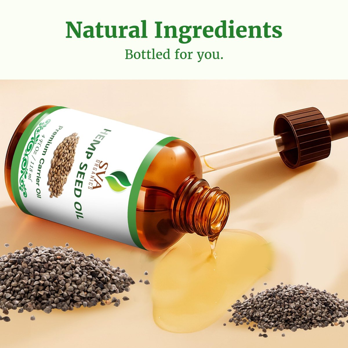 SVA ORGANICS Hemp Seed Oil Cold Pressed 4oz (118 ml) Premium Carrier Oil with Dropper for Skin Care, Hair Care, Scalp Massage, Body Massage, Hair Products, Cosmetics & Soap - görsel 15