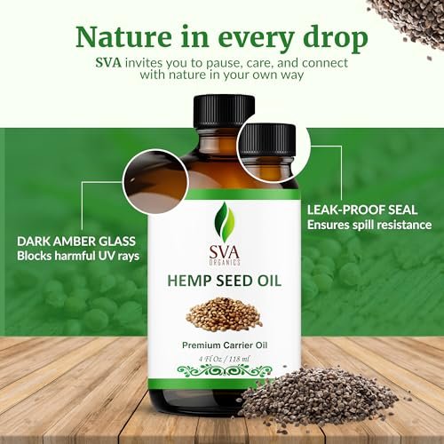 SVA ORGANICS Hemp Seed Oil Cold Pressed 4oz (118 ml) Premium Carrier Oil with Dropper for Skin Care, Hair Care, Scalp Massage, Body Massage, Hair Products, Cosmetics & Soap - görsel 14