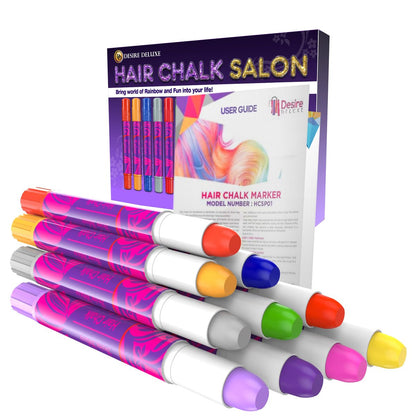 Desire Deluxe Hair Chalk for Girls - 10 Temporary Non-Toxic Washable Hair Color Pens for Kids Avelisse