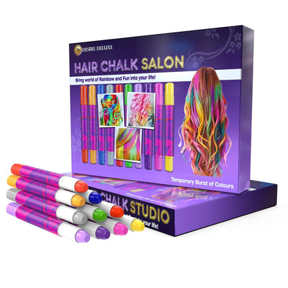 Desire Deluxe Hair Chalk for Girls - 10 Temporary Non-Toxic Washable Hair Color Pens for Kids Avelisse