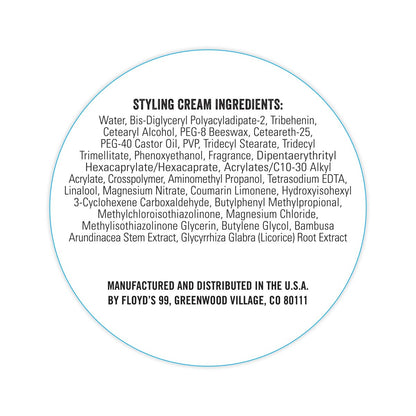 Floyd's Grooming Styling Cream - 3 oz, Medium Hold & Natural Shine for Men Avelisse