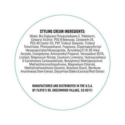 Floyd's Grooming Styling Cream - 3 oz, Medium Hold & Natural Shine for Men Avelisse