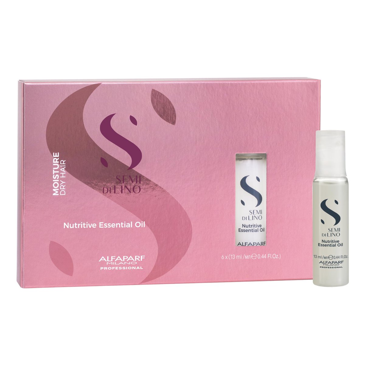 Alfaparf Milano Semi Di Lino Moisture Nutritive Essential Hair Oil for Dry Hair - Nourishes, Softens and Hydrates - 6 Vials - Color Safe - Professional Salon Quality - 2.64 fl. oz. - görsel 1