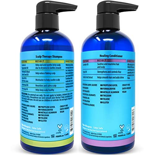 PURA D'OR Scalp Therapy Shampoo & Conditioner Set - Dry, Itchy Scalp Relief with Tea Tree, Peppermint, Argan Oil & Biotin - Hydrates & Nourishes Hair - 16 oz Each - All Hair Types, Men & Women Avelisse